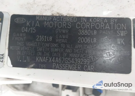 2016 Kia Forte Lx z USA, uszkodzony, nr VIN KNAFX4A67G5439299